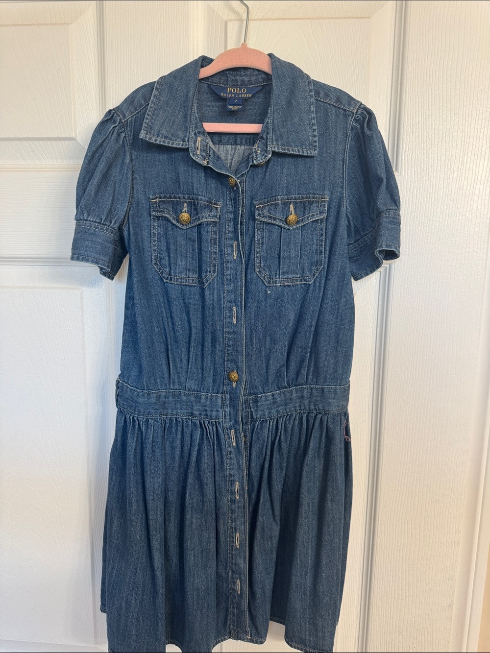 Polo by Ralph Lauren Blue Denim Button-Front Kids Dress